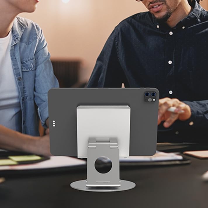 KABCON Swivel Tablet Stand, Aluminum Portable 360°Rotating Holder for Desk,Business,Kitchen,Desktop,Table Stand for iPad Pro 9.7,10.5,12.9/Air Mini,Tab,Fire,Nexus,E-Reader-Silver - Image 5